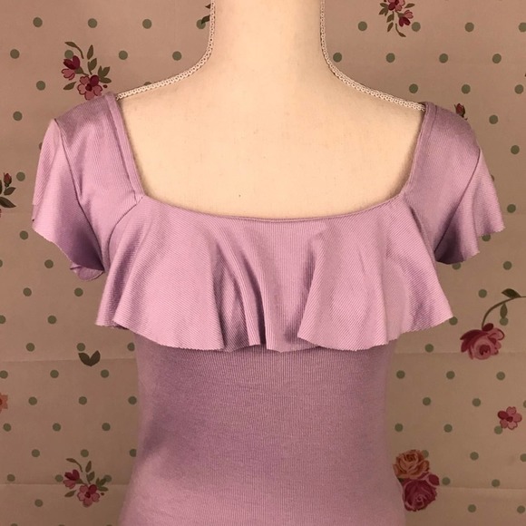 Free People Tops - Free People | Lavender Ruffle Open Neck Top | NWOT